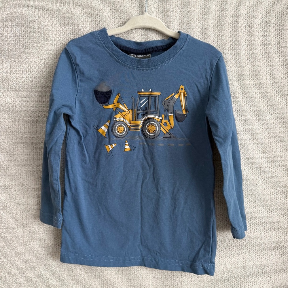 CR SPORTS Blue Kids Long Sleeve Shirt With Tractor